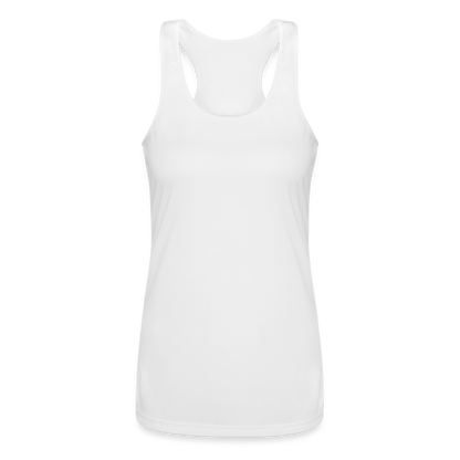 Women’s Performance Racerback Tank Top Back Branding - white