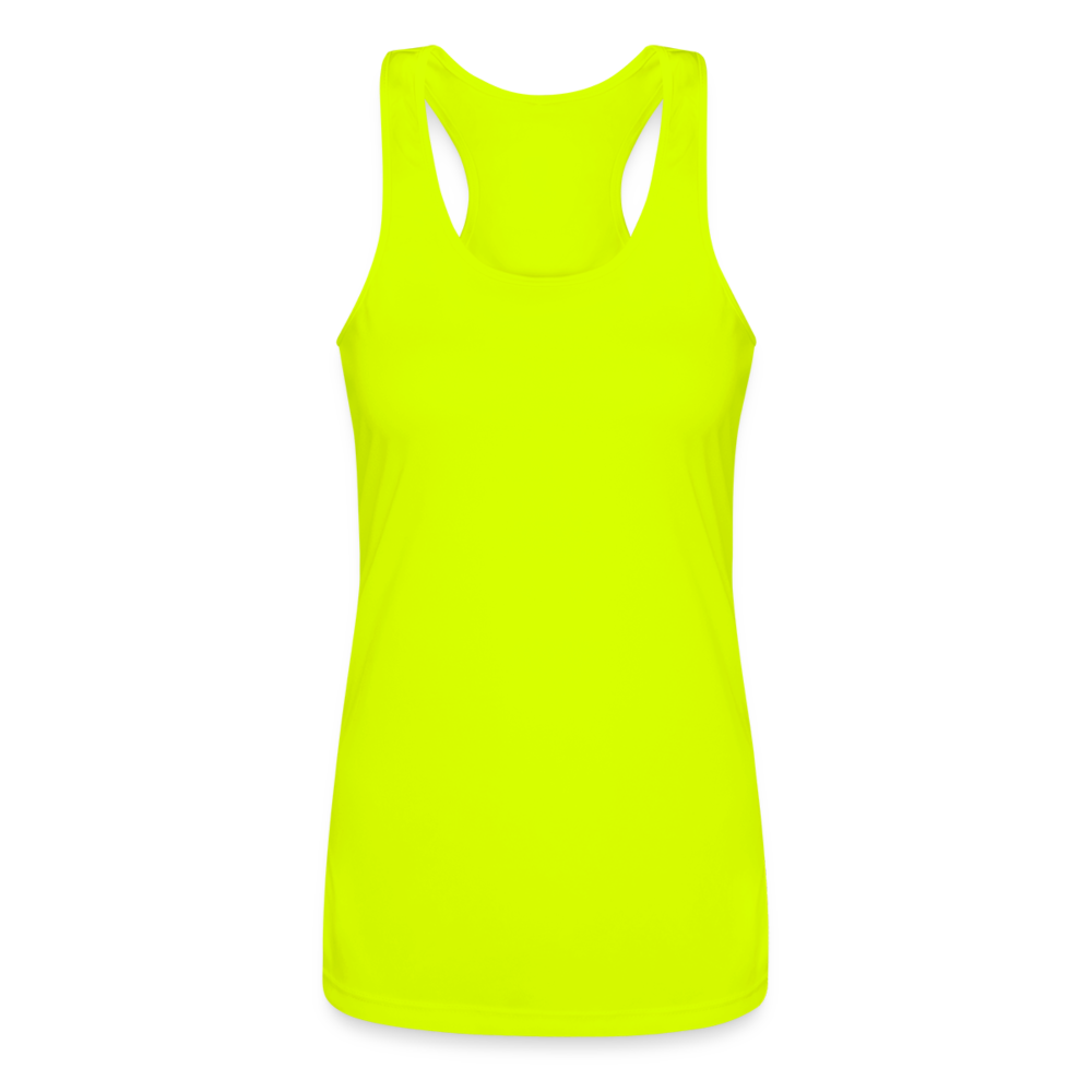 Women’s Performance Racerback Tank Top Back Branding - neon yellow