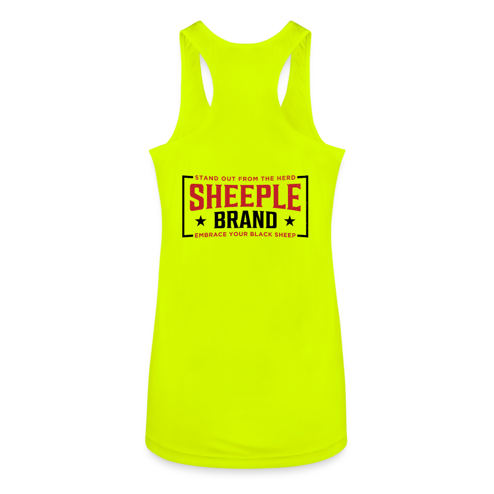 Women’s Performance Racerback Tank Top Back Branding - neon yellow