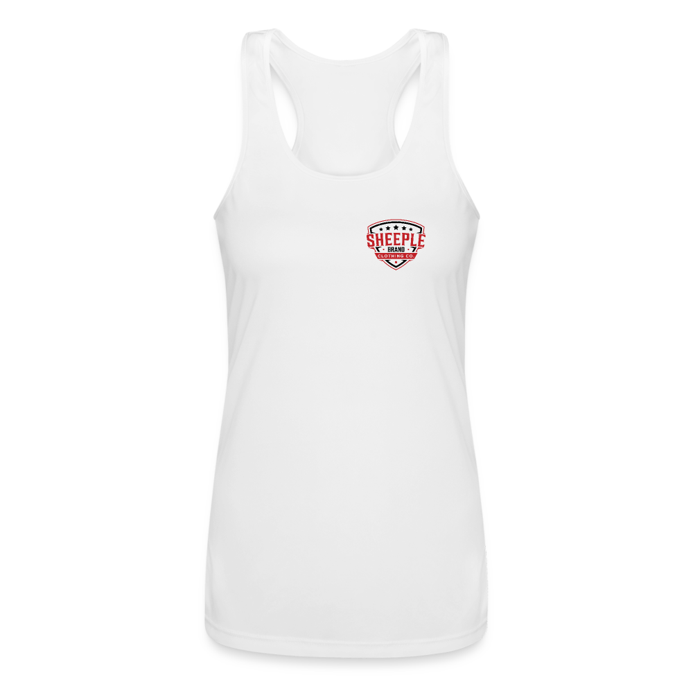 Women’s Performance Racerback Tank Top Shield Logo - white