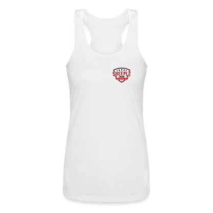 Women’s Performance Racerback Tank Top Shield Logo - white