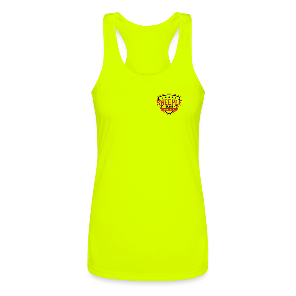 Women’s Performance Racerback Tank Top Shield Logo - neon yellow