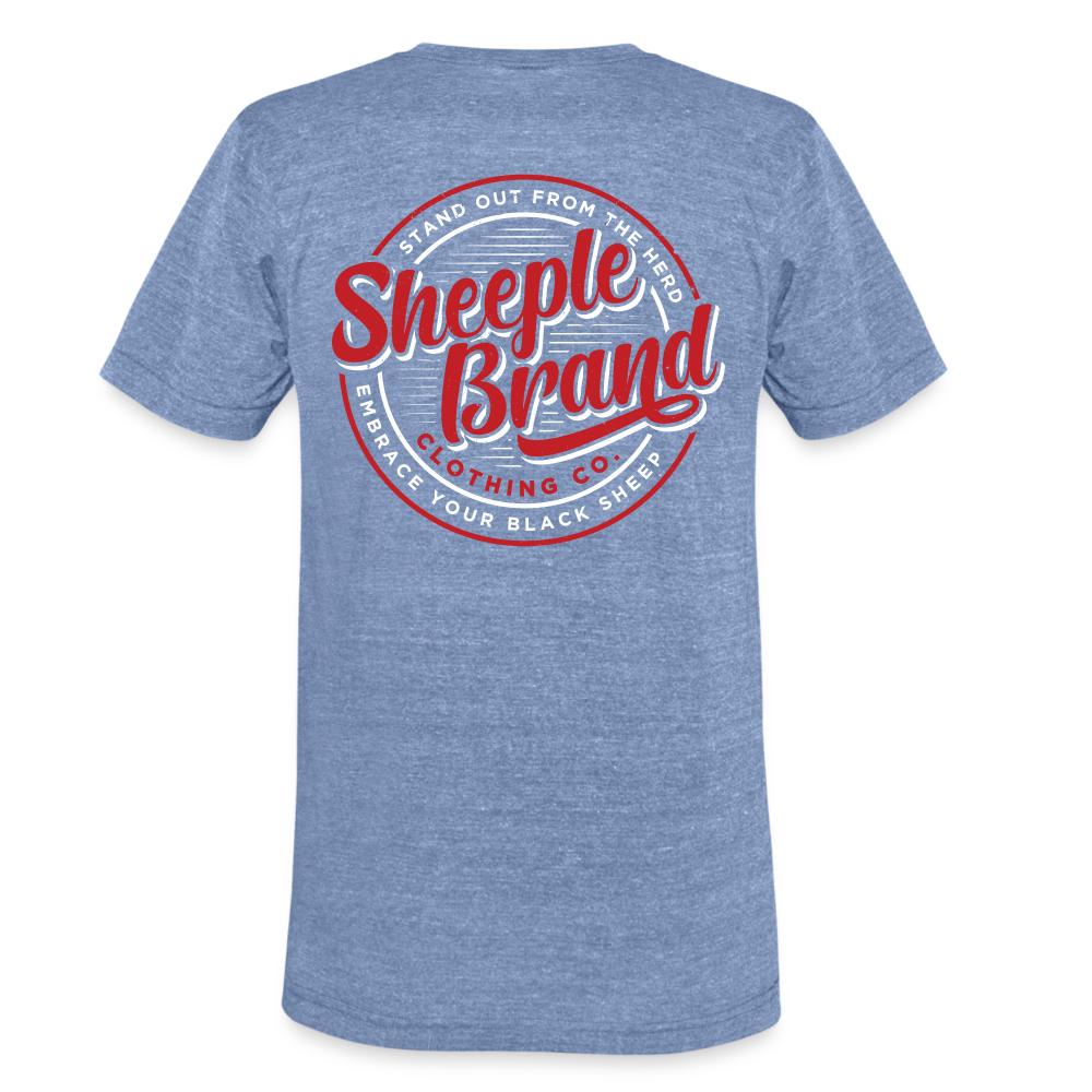 Unisex Tri-Blend T-Shirt Back Branding - heather blue