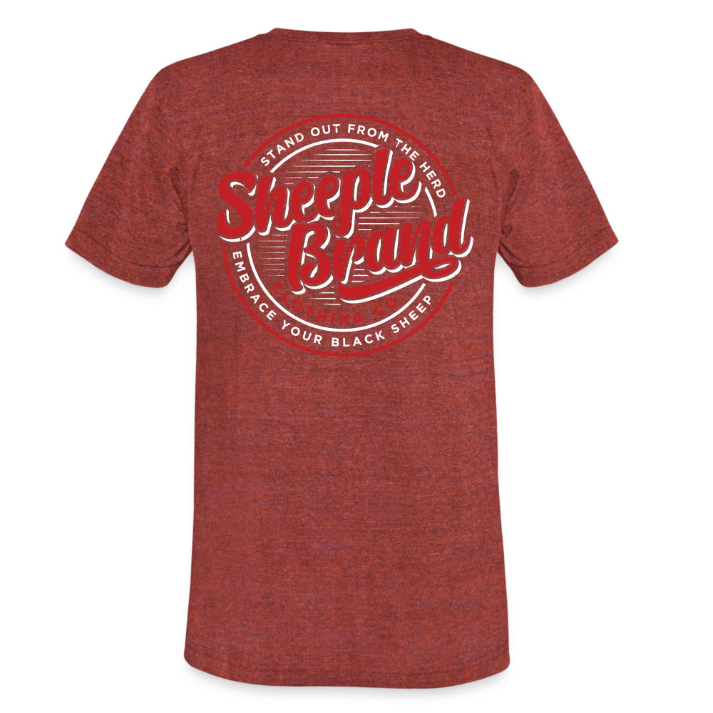 Unisex Tri-Blend T-Shirt Back Branding - heather cranberry