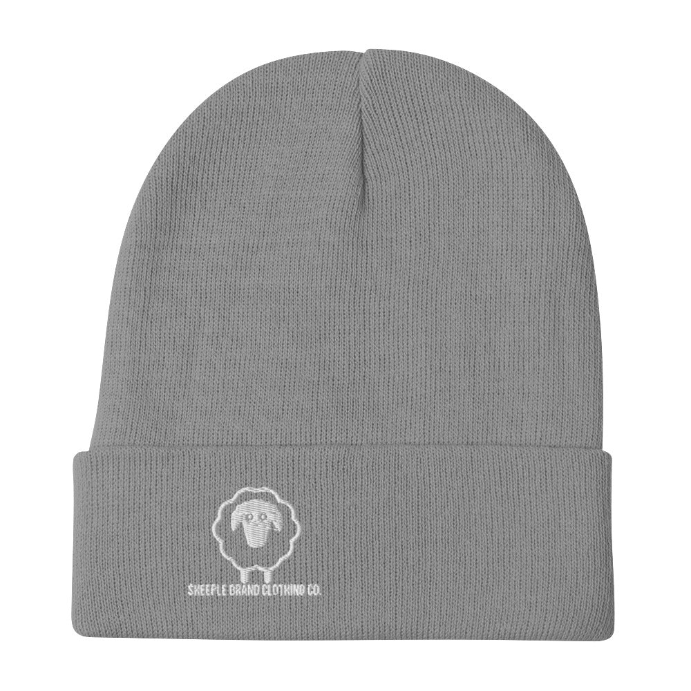 White Embroidered Sheeple Beanie